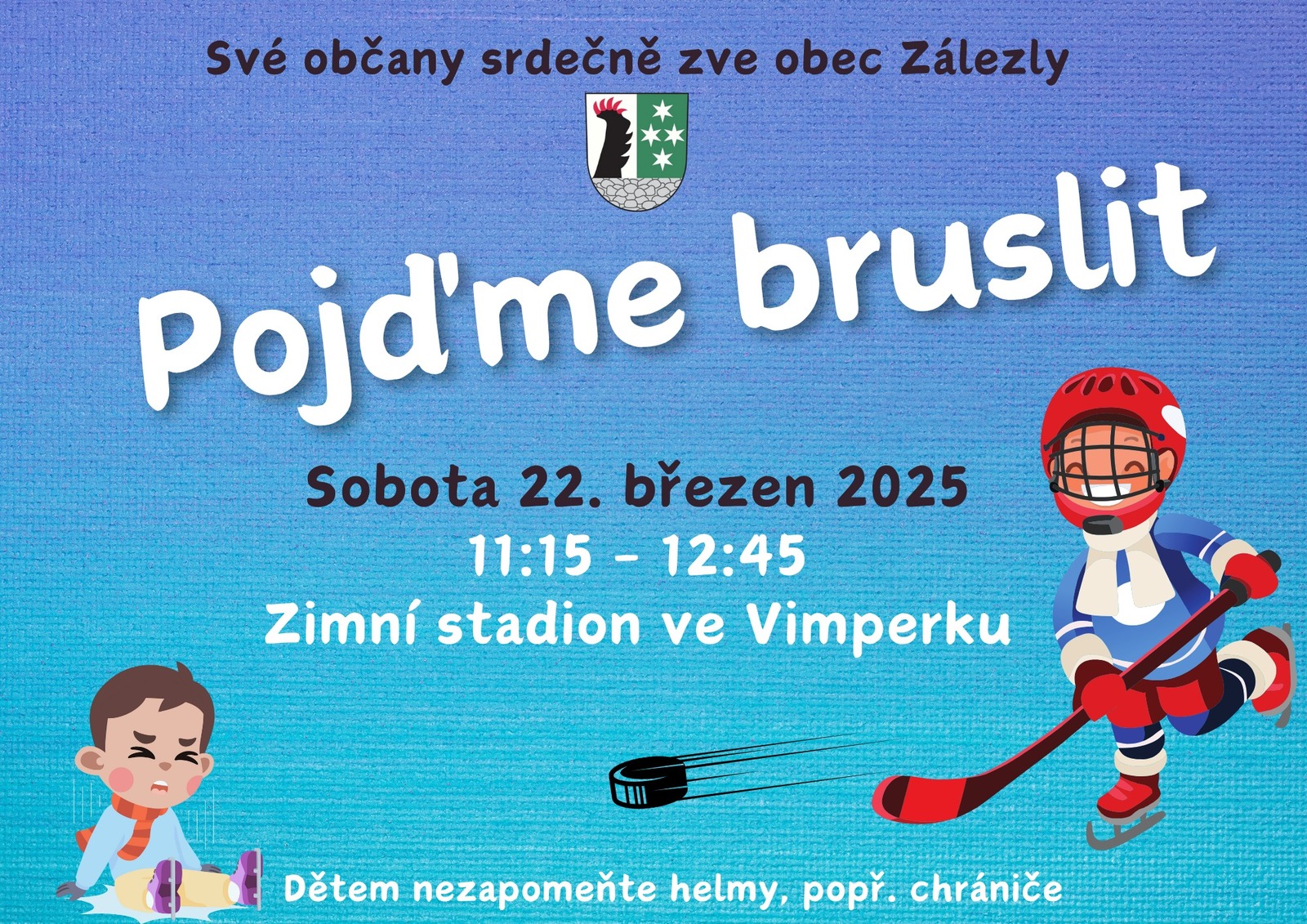 Obec Zálezly zve své občany na zimní stadion: Pojďme bruslit